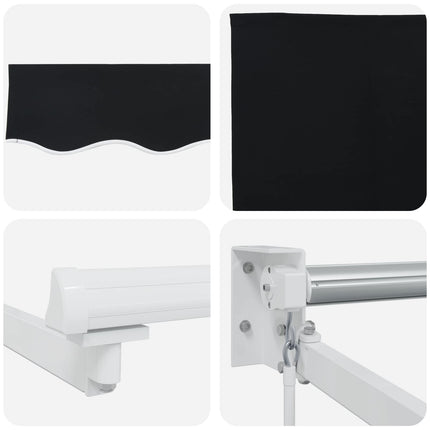 Manuell utdragbar markis med LED-lampor Svart och Vitt 4 × 3 m