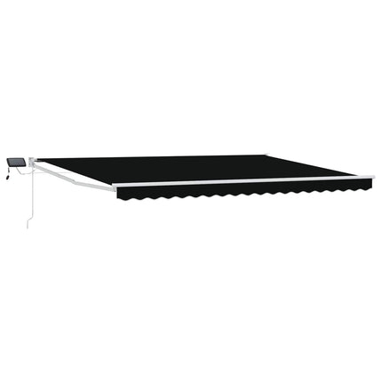 Manuell utdragbar markis med LED-lampor Svart och Vitt 4 × 3 m