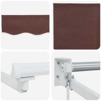 Manuell utdragbar markis med LED-lampor Brun och vit 4,5 × 3 m