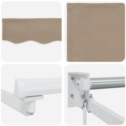Manuell utdragbar markis med LED-lampor Beige och vit 4,5 × 3 m