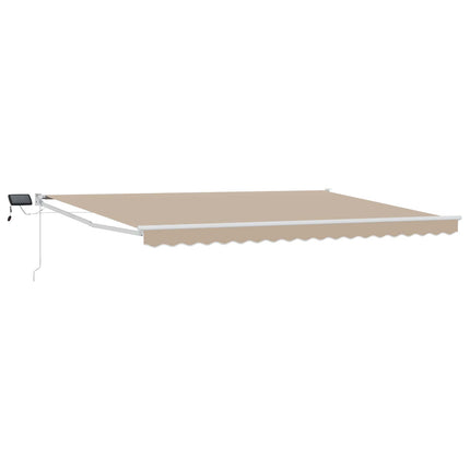 Manuell utdragbar markis med LED-lampor Beige och vit 4,5 × 3 m