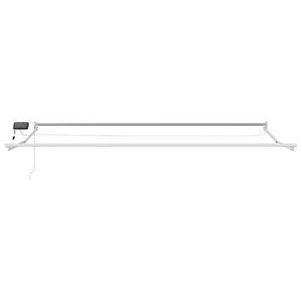 Manuell utdragbar markis med LED-lampor Beige och vit 4,5 × 3 m