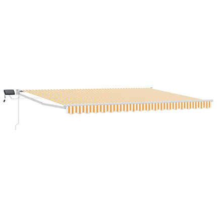 Manuell utdragbar markis med LED-lampor Orange och vit 5 x 3 m