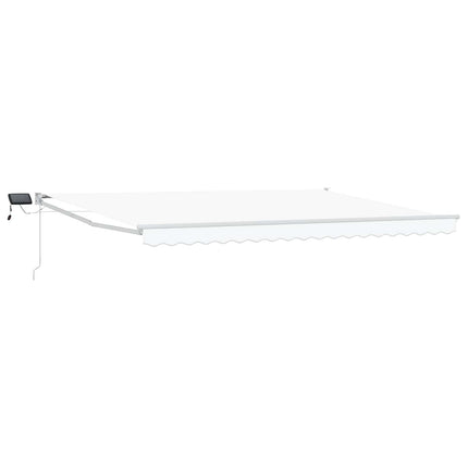 Manuell utdragbar markis med LED-lampor Vit 5 x 3 m