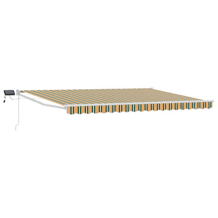 Manuell utdragbar markis med LED-lampor Grön, Gul, Vit 5 x 3 m