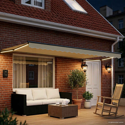 Manuell utdragbar markis med LED-lampor 4 x 2 m