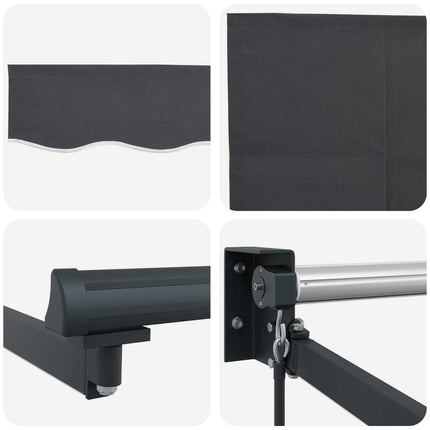 Manuell utdragbar markis med LED-lampor Antracit 3,5 x 2,5 m