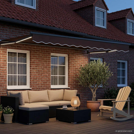Manuell utdragbar markis med LED-lampor 3,5 x 2,5 m