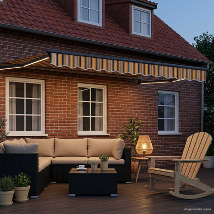 Manuell utdragbar markis med LED-lampor 3,5 x 2,5 m