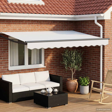 Manuell utdragbar markis med LED-lampor 3,5 x 2,5 m