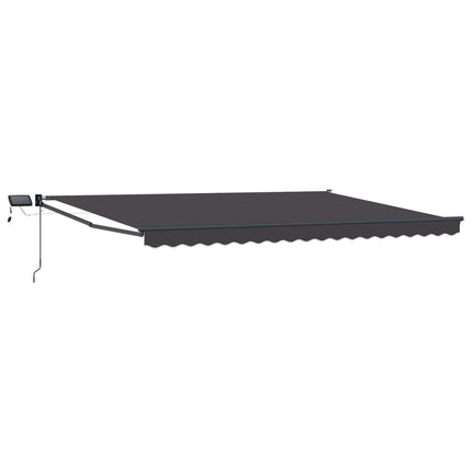 Manuell utdragbar markis med LED-lampor Antracit 4 × 3 m