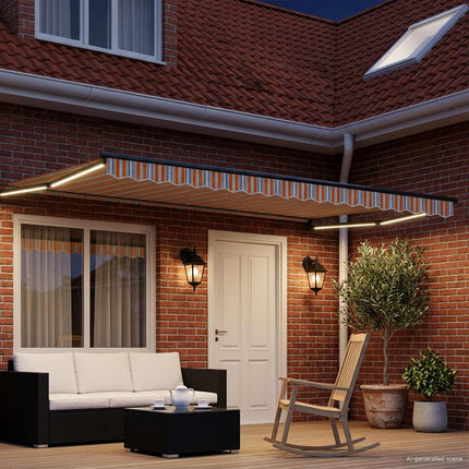 Manuell utdragbar markis med LED-lampor 4,5 × 3 m