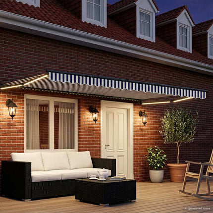 Manuell utdragbar markis med LED-lampor 5 x 3 m