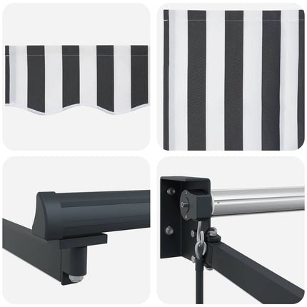 Manuell utdragbar markis med LED-lampor 5 x 3 m