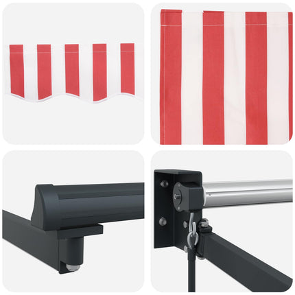 Manuell utdragbar markis med LED-lampor 5 x 3 m