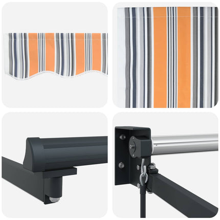 Manuell utdragbar markis med LED-lampor 5 x 3 m