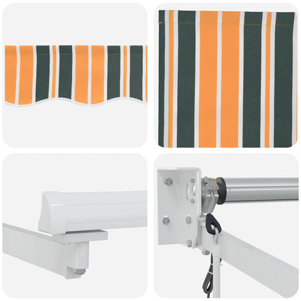 Elektrisk Retraktabel Markis Grön, Gul, Vit 4 × 3 m