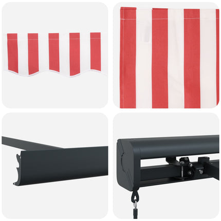 Utfällbar markis Röd och Vit 400 × 300 cm Canvas och Aluminium