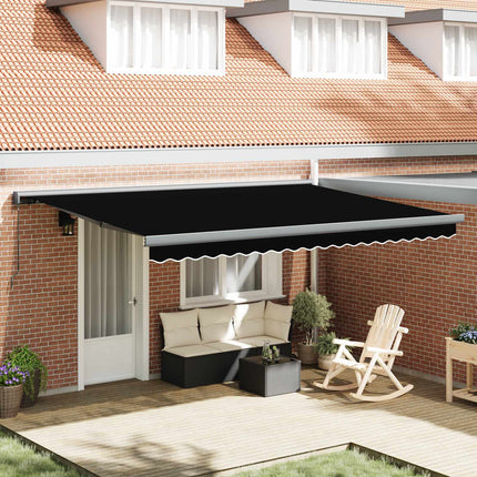 Utfällbar markis Svart 4 × 3 m Canvas och Aluminium