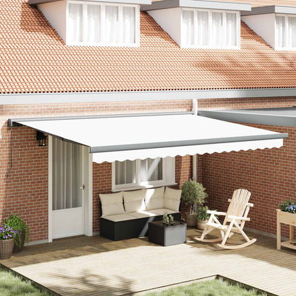 Utfällbar markis Vit 4 × 3 m Canvas och Aluminium