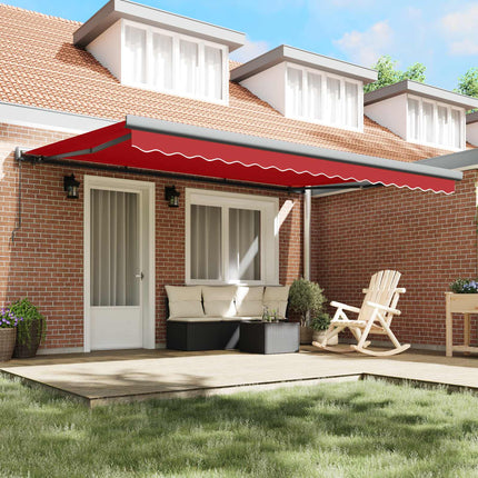 Utfällbar markis Röd 4 × 3 m Canvas och Aluminium