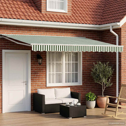 Manuell Utdragbar Markis Grön och Vit 5 x 3 m