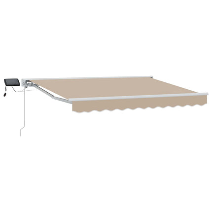Manuell markisram med LED-lampor Beige och vit 3 x 2,5 m