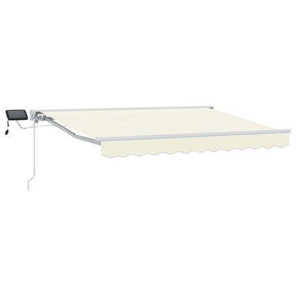 Manuell markisram med LED-lampor Grädde och vit 3,5 x 2,5 m