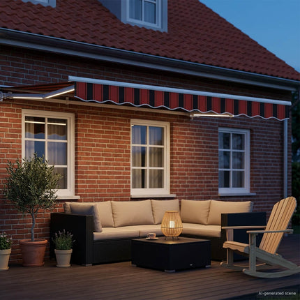 Manuell markisram med LED-lampor 3,5 x 2,5 m