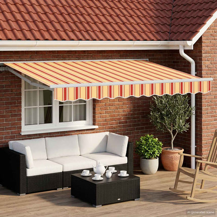 Manuell markisram med LED-lampor 3,5 x 2,5 m