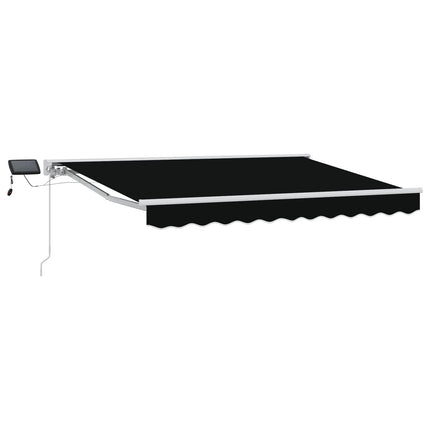 Manuell markisram med LED-lampor Svart och Vitt 3,5 x 2,5 m