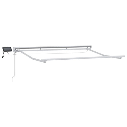 Manuell markisram med LED-lampor Grön och Vit 3,5 x 2,5 m