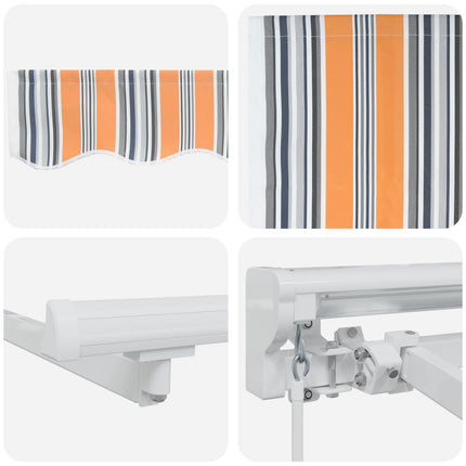 Manuell markisram med LED-lampor Blå, Orange, Vit 4,5 × 3 m