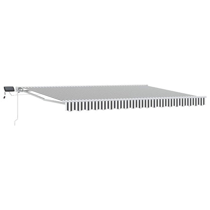 Manuell markisram med LED-lampor Antracit och vitt 4,5 × 3,5 m