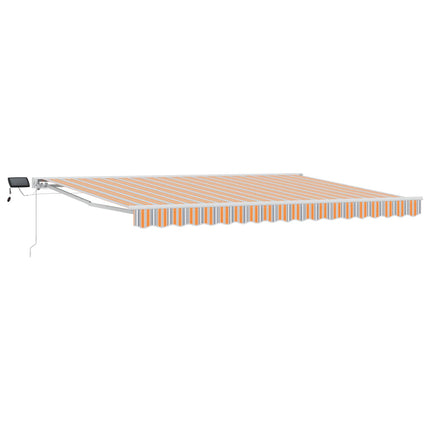 Manuell markisram med LED-lampor Blå, Orange, Vit 4,5 × 3,5 m