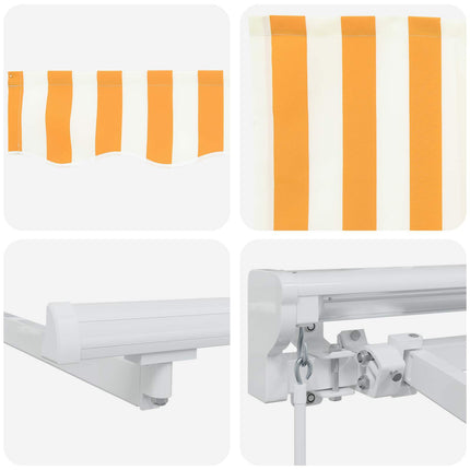 Manuell markisram med LED-lampor Gul och Vit 5 x 3 m