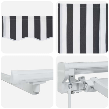 Manuell markisram med LED-lampor Antracit och vitt 5 × 3,5 m