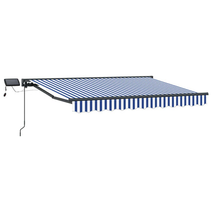 Manuell markisram med LED-lampor Blå, Vit, Antracit 2,5 x 2 m