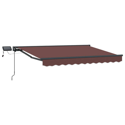 Manuell markisram med LED-lampor Brun och antracit 2,5 x 2 m