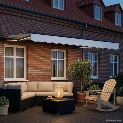 Manuell markisram med LED-lampor Vit och antracit 2,5 x 2 m