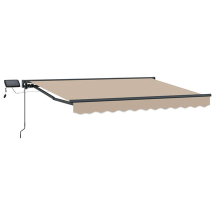 Manuell markisram med LED-lampor Beige och Antracit 3 x 2 m