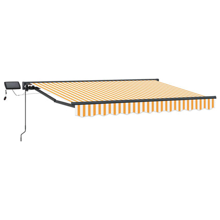 Manuell markisram med LED-lampor Gul, Vit, Antracit 3,5 x 2 m