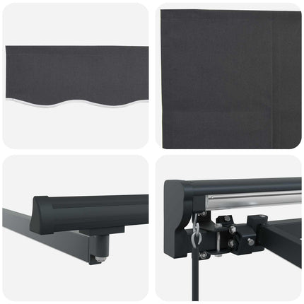 Manuell markisram med LED-lampor Antracit 3,5 x 2 m