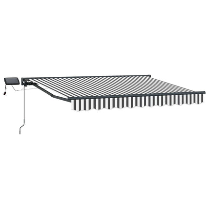 Manuell markisram med LED-lampor Antracit och vitt 3,5 x 2 m