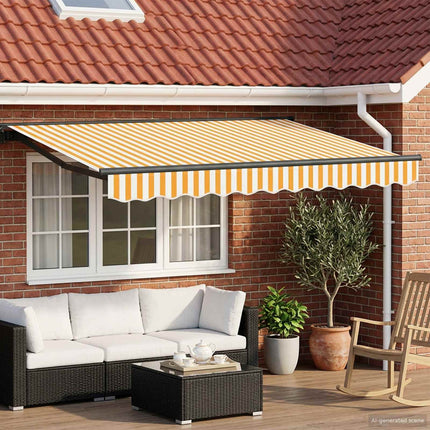 Manuell markisram med LED-lampor Gul, Vit, Antracit 3 x 2,5 m