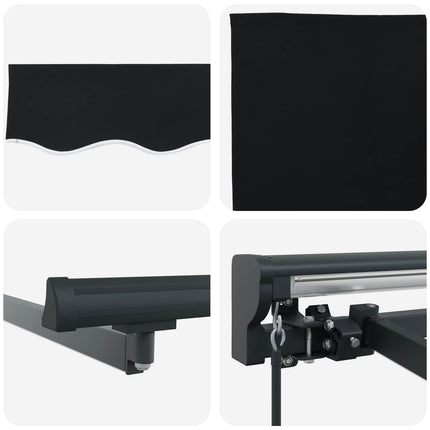 Manuell markisram med LED-lampor Svart och Anthracit 3 x 2,5 m