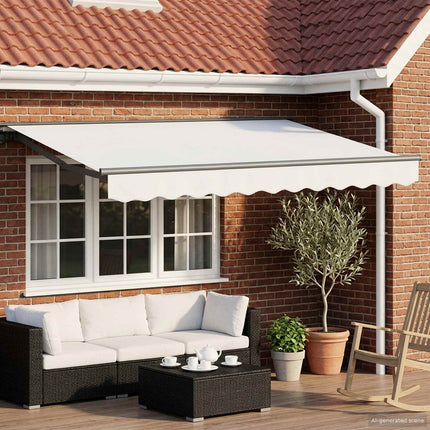 Manuell markisram med LED-lampor Vit och antracit 3 x 2,5 m