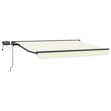 Manuell markisram med LED-lampor Kräm och antracit 3,5 x 2,5 m