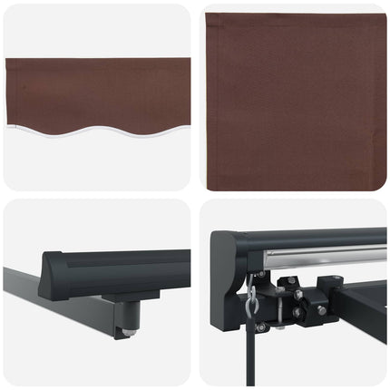 Manuell markisram med LED-lampor Brun och antracit 3,5 x 2,5 m