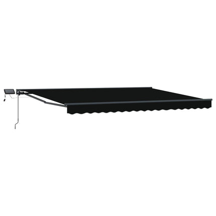 Manuell markisram med LED-lampor Svart och Anthracit 4 × 3 m
